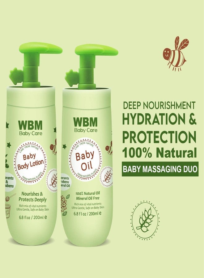 WBM Baby Oil & Baby Lotion Set For Soft and Healthy Skin Care, Moisturizing & Nourishing Newborn Essentials With 100% Natural Ingredients and Vitamin E - Image 2